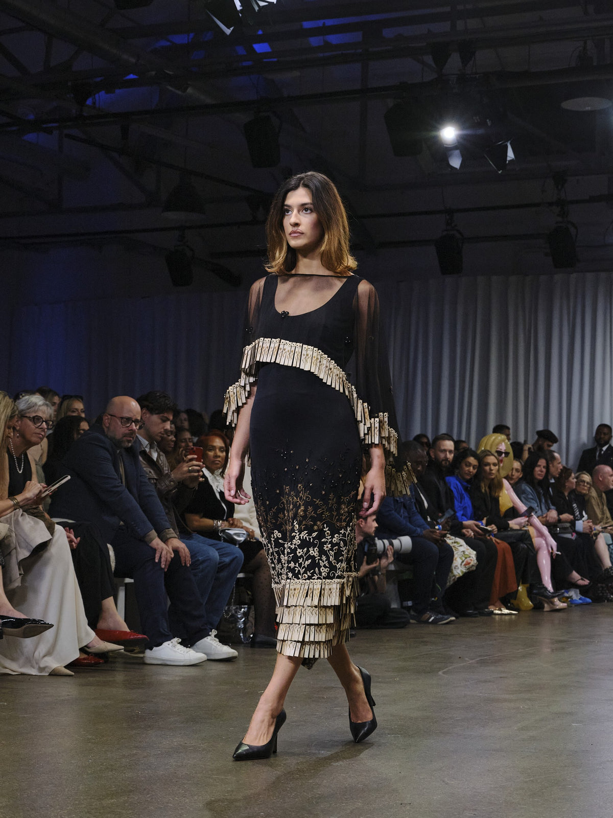 Wood Fringe Cape Dress