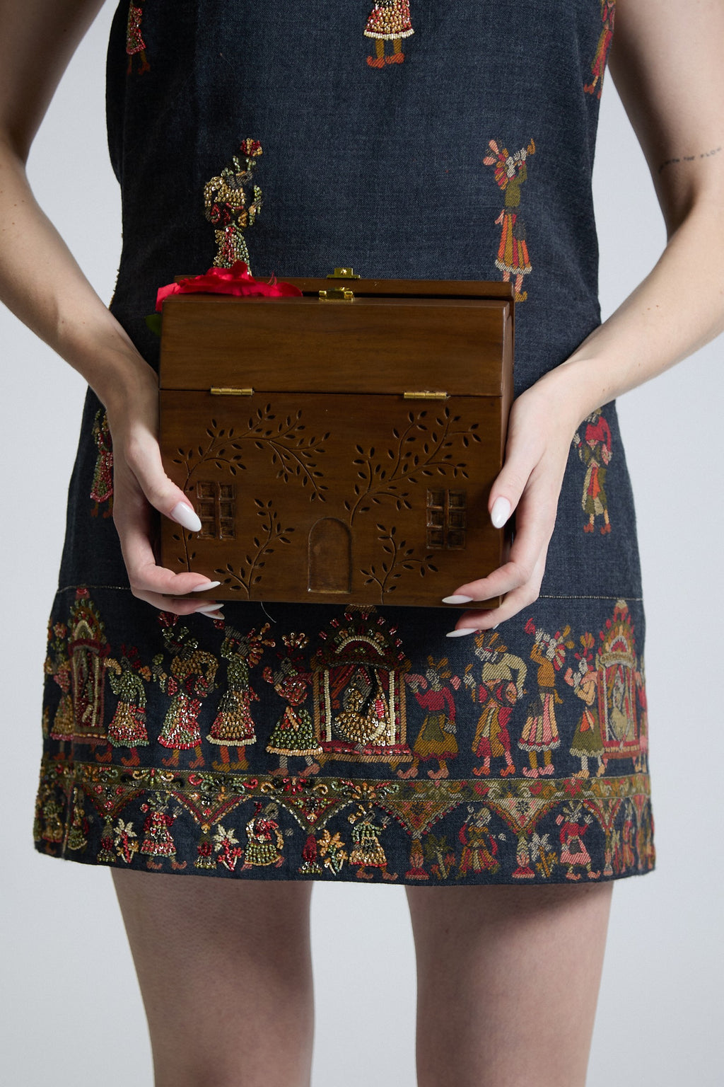 Carved Wooden House Clutch