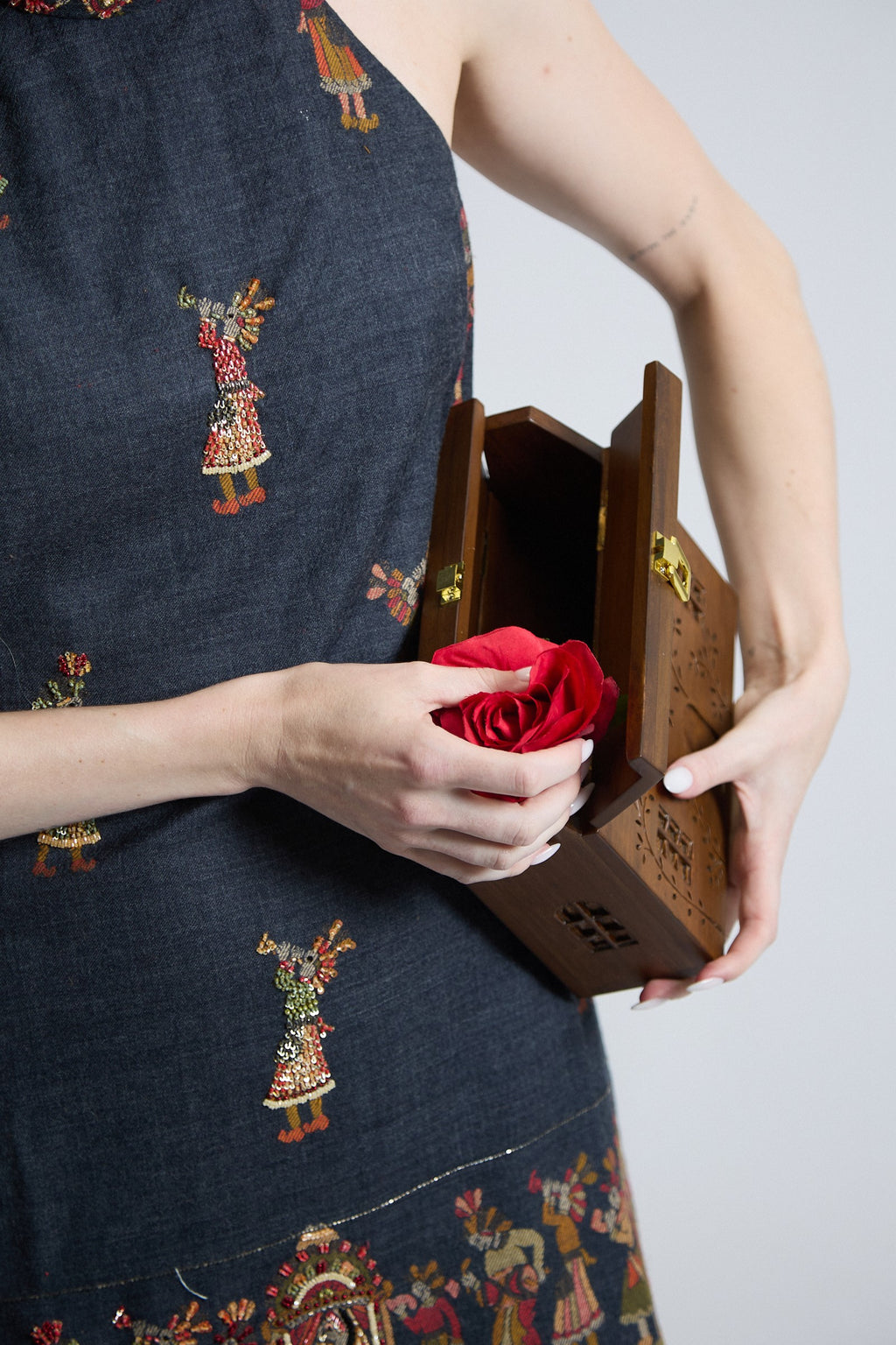 Carved Wooden House Clutch
