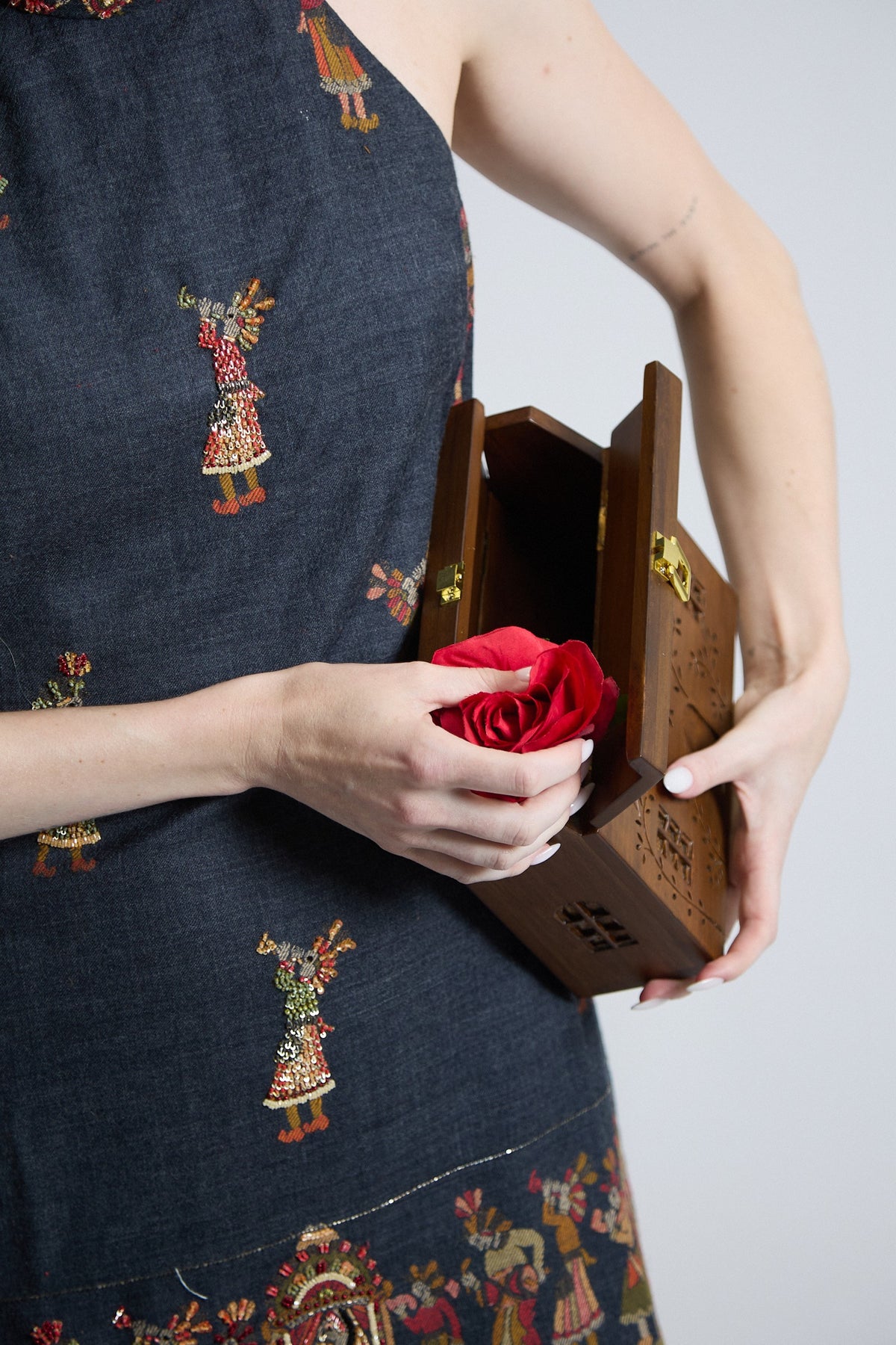 Carved Wooden House Clutch