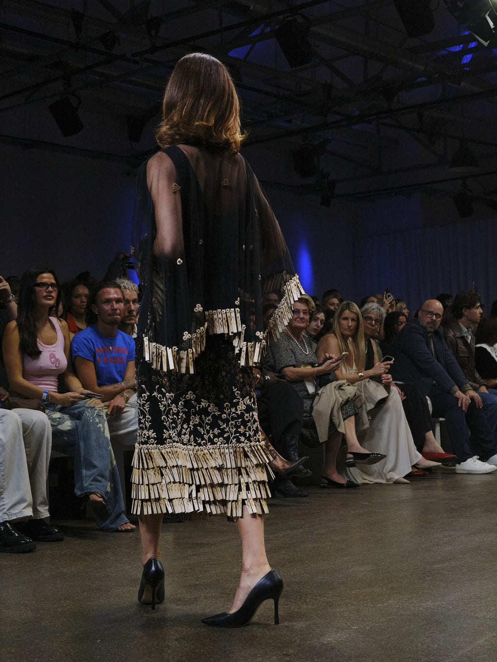 Wood Fringe Cape Dress