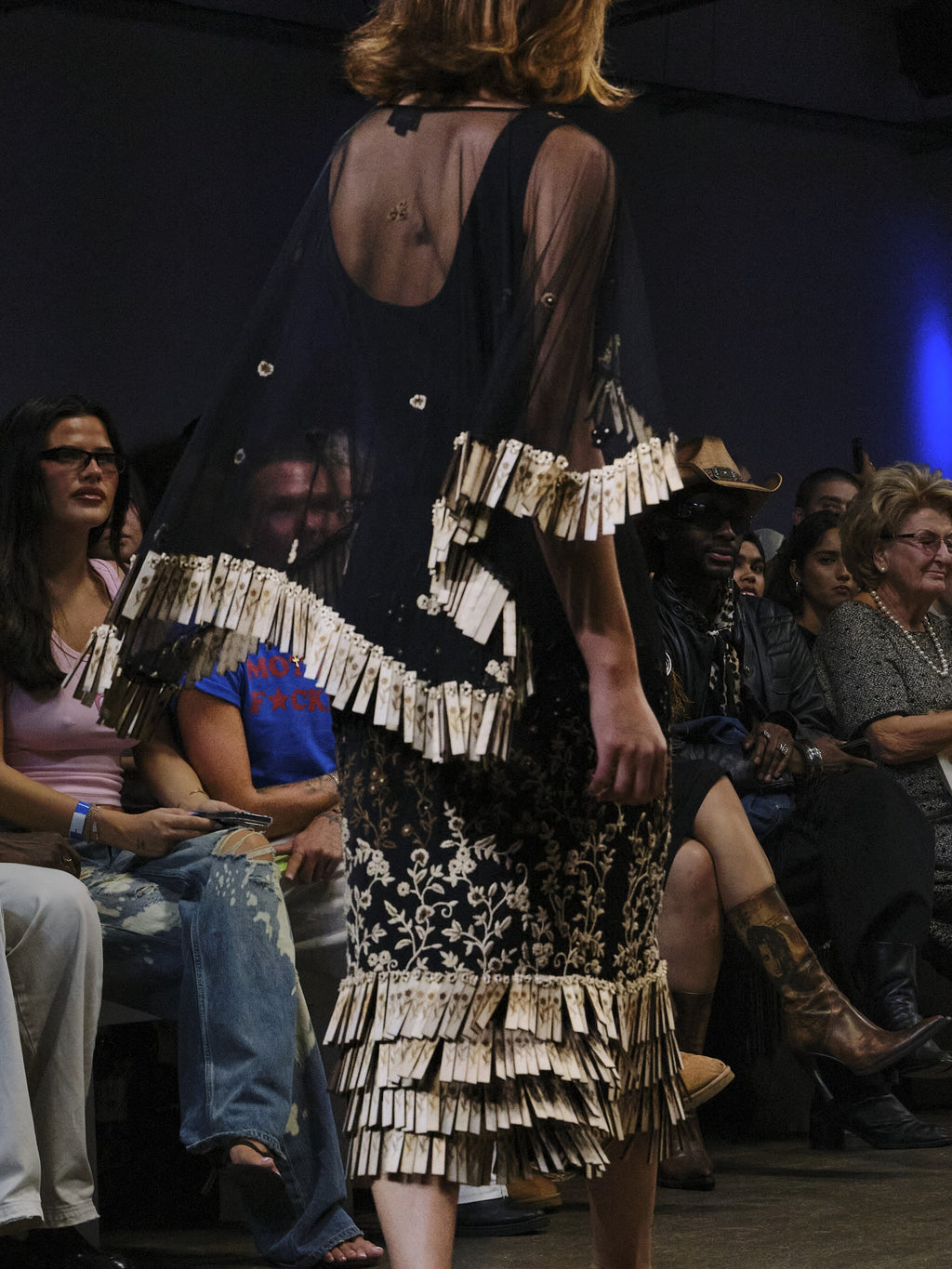 Wood Fringe Cape Dress