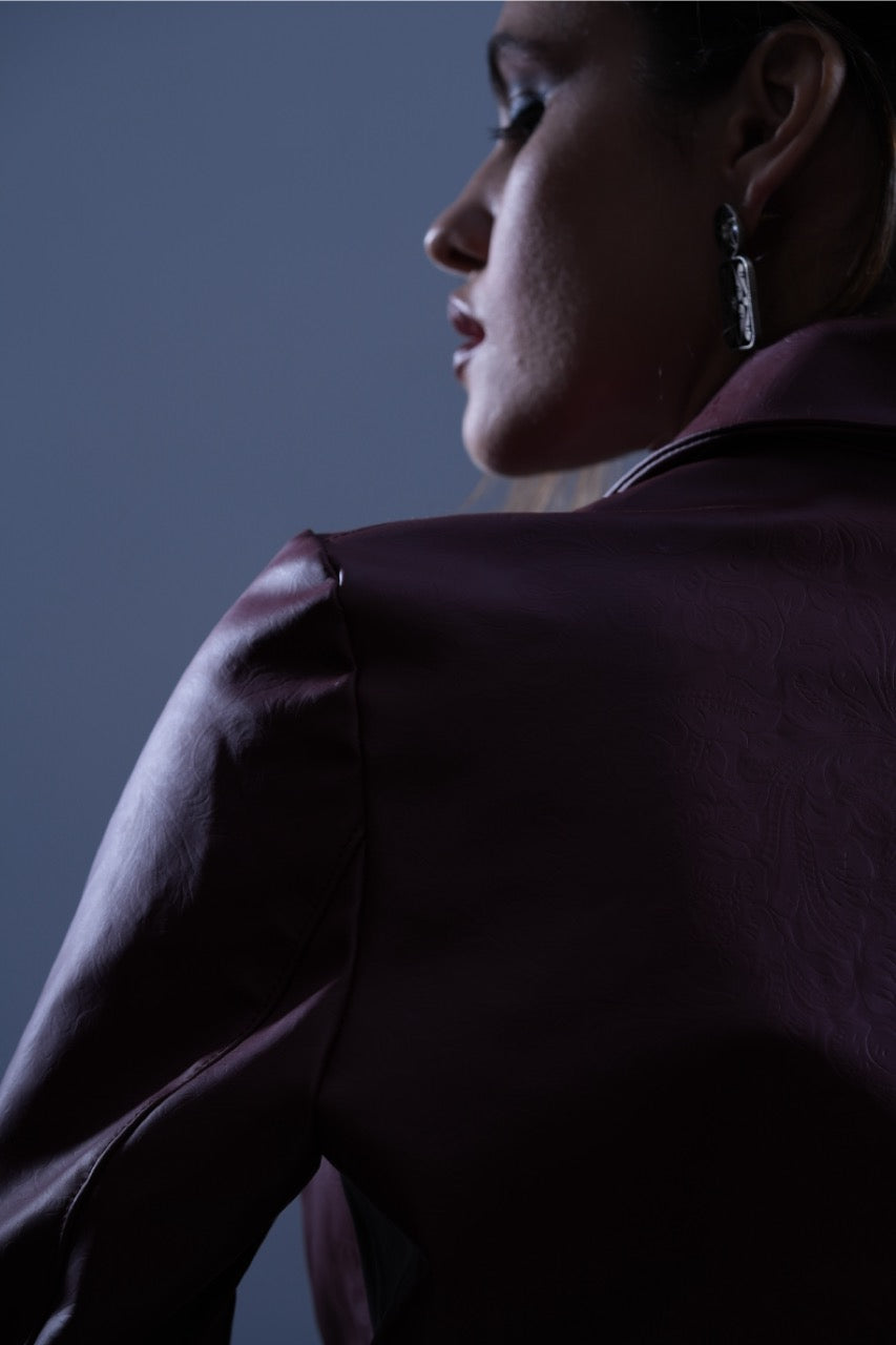 Banana Leather Jacket Maroon