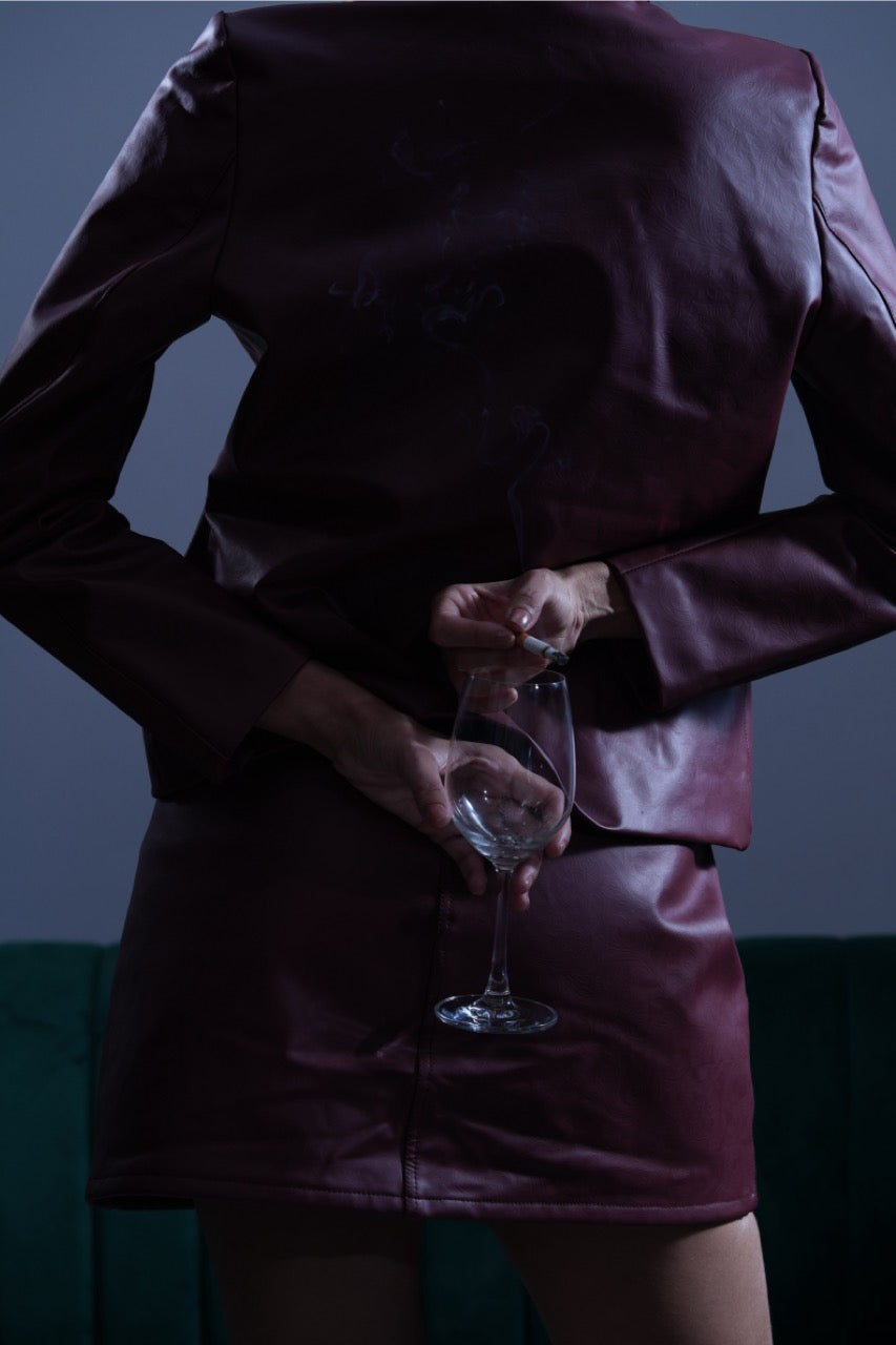 Banana Leather Jacket Maroon