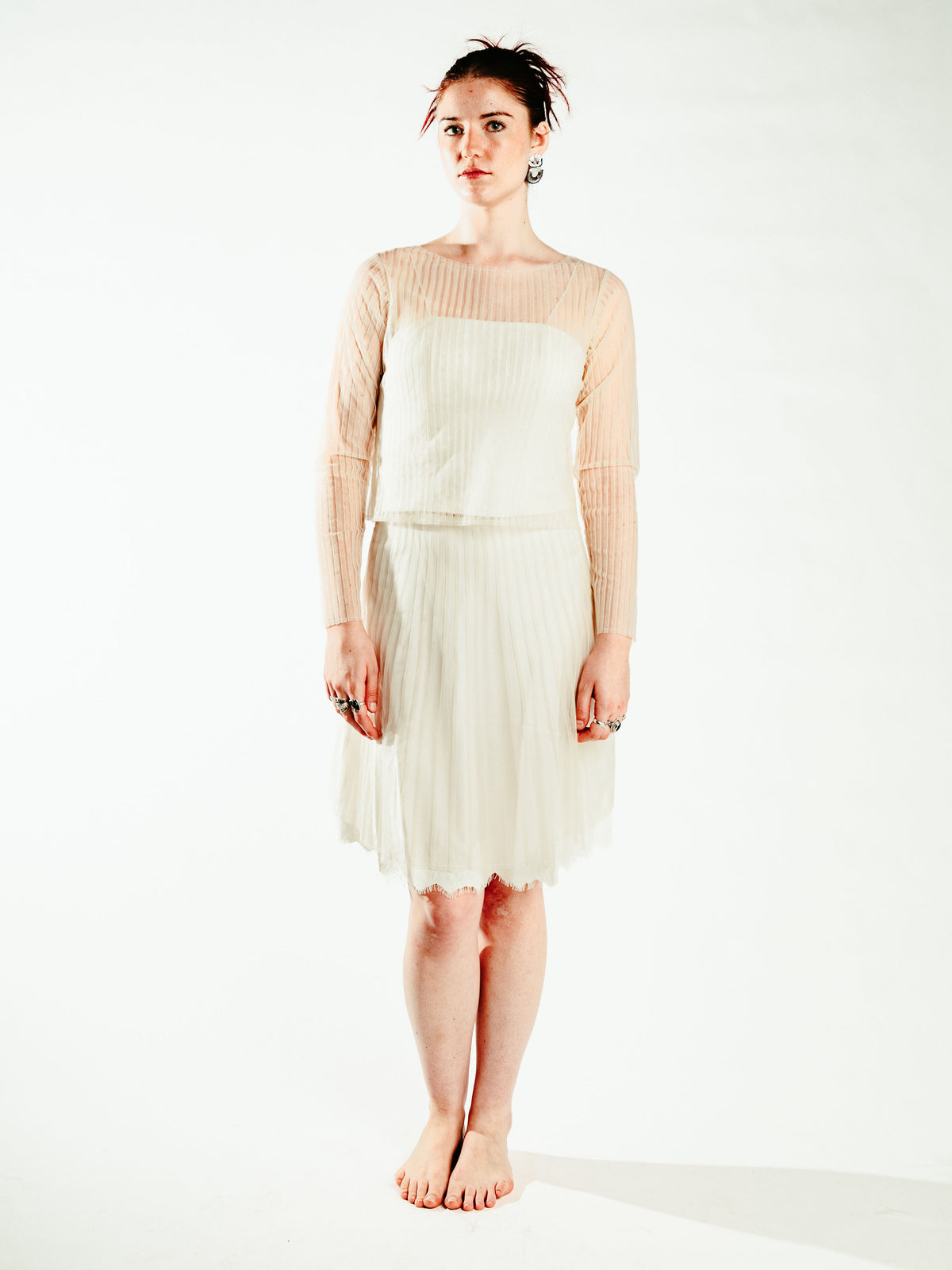 Pleated full sleeve t-shirt with corset