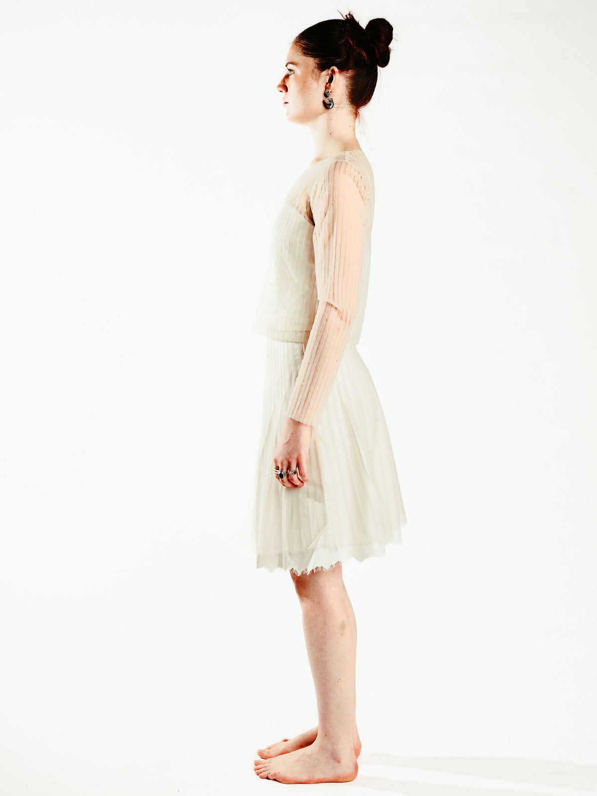 Pleated full sleeve t-shirt with corset