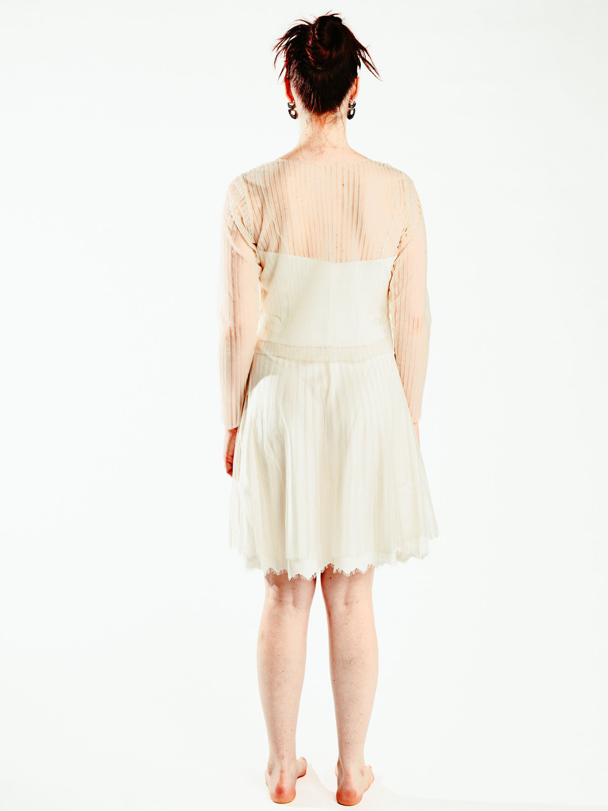 Pleated full sleeve t-shirt with corset