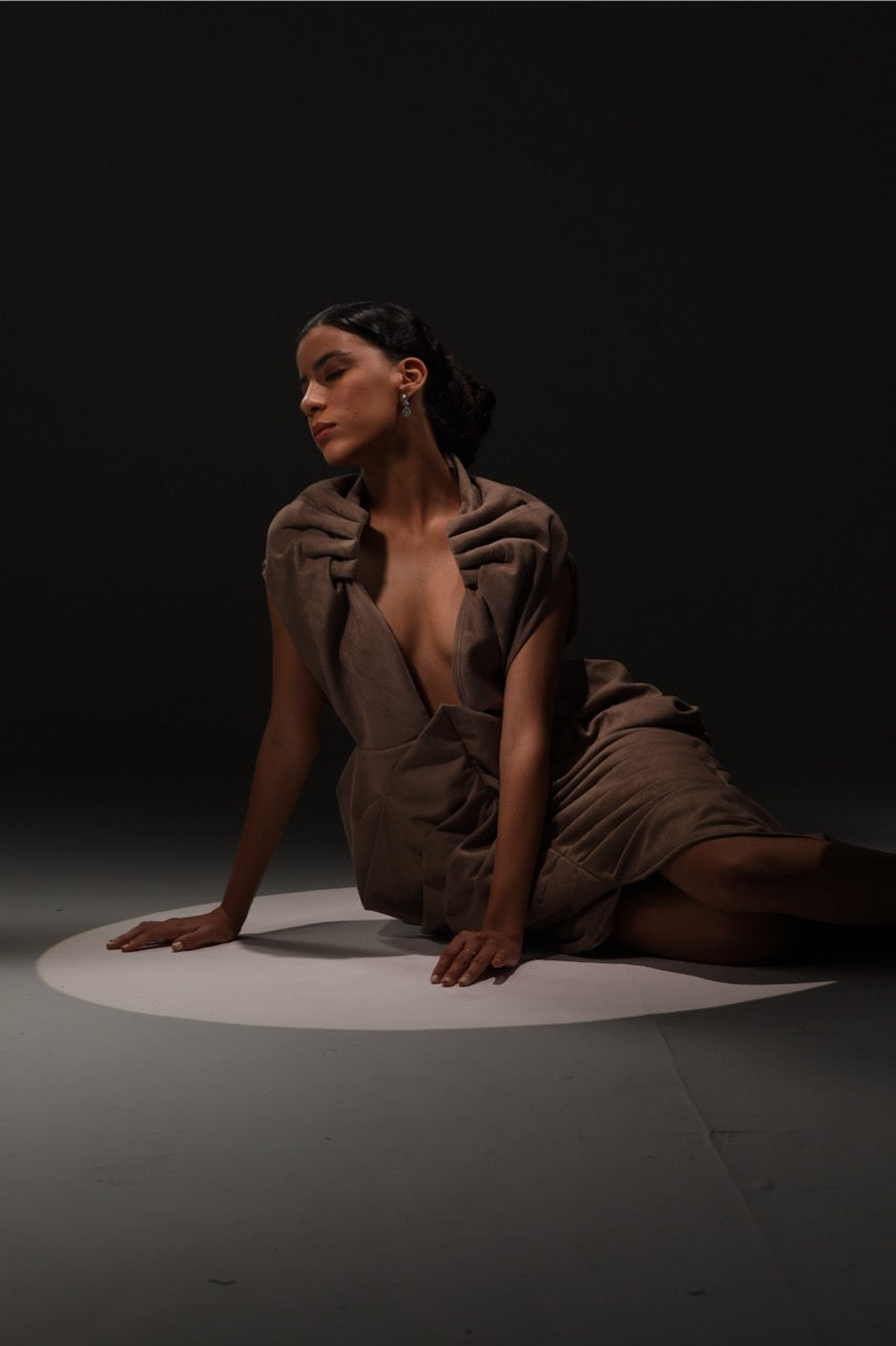 Symmetrical avant garde hands gown