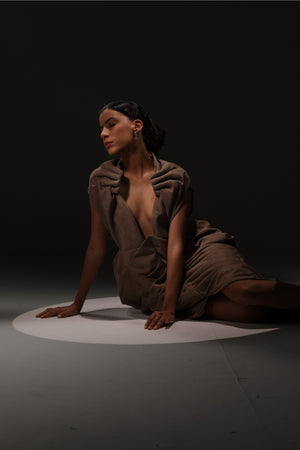 Symmetrical avant garde hands gown