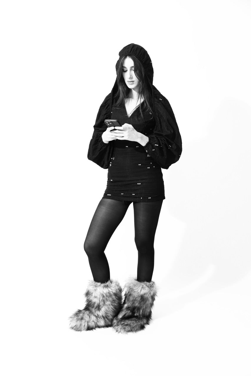 Elastic Exaggerated Cropped Hoodie
