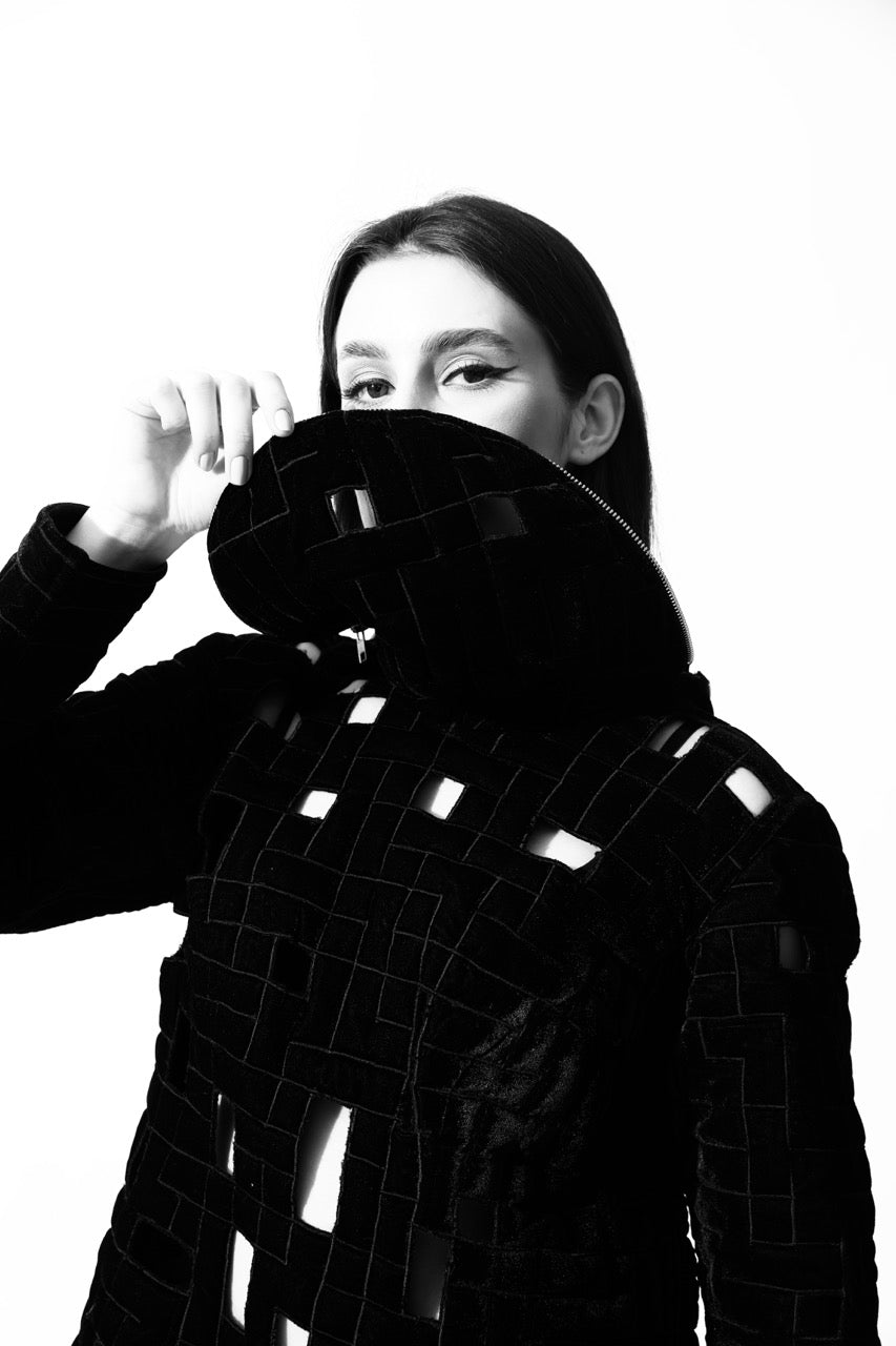 Deconstructed Cut Out Quilted Hoodie
