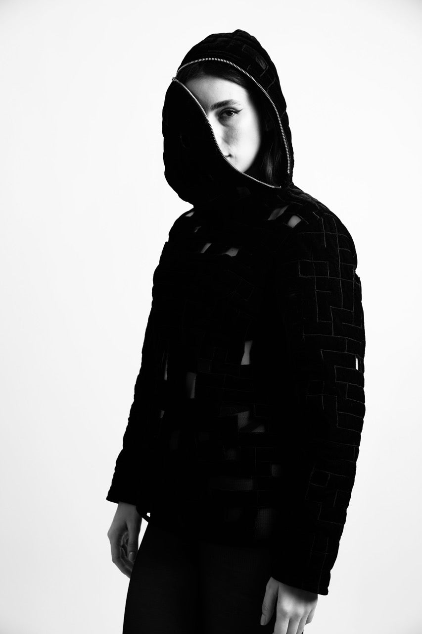 Deconstructed Cut Out Quilted Hoodie
