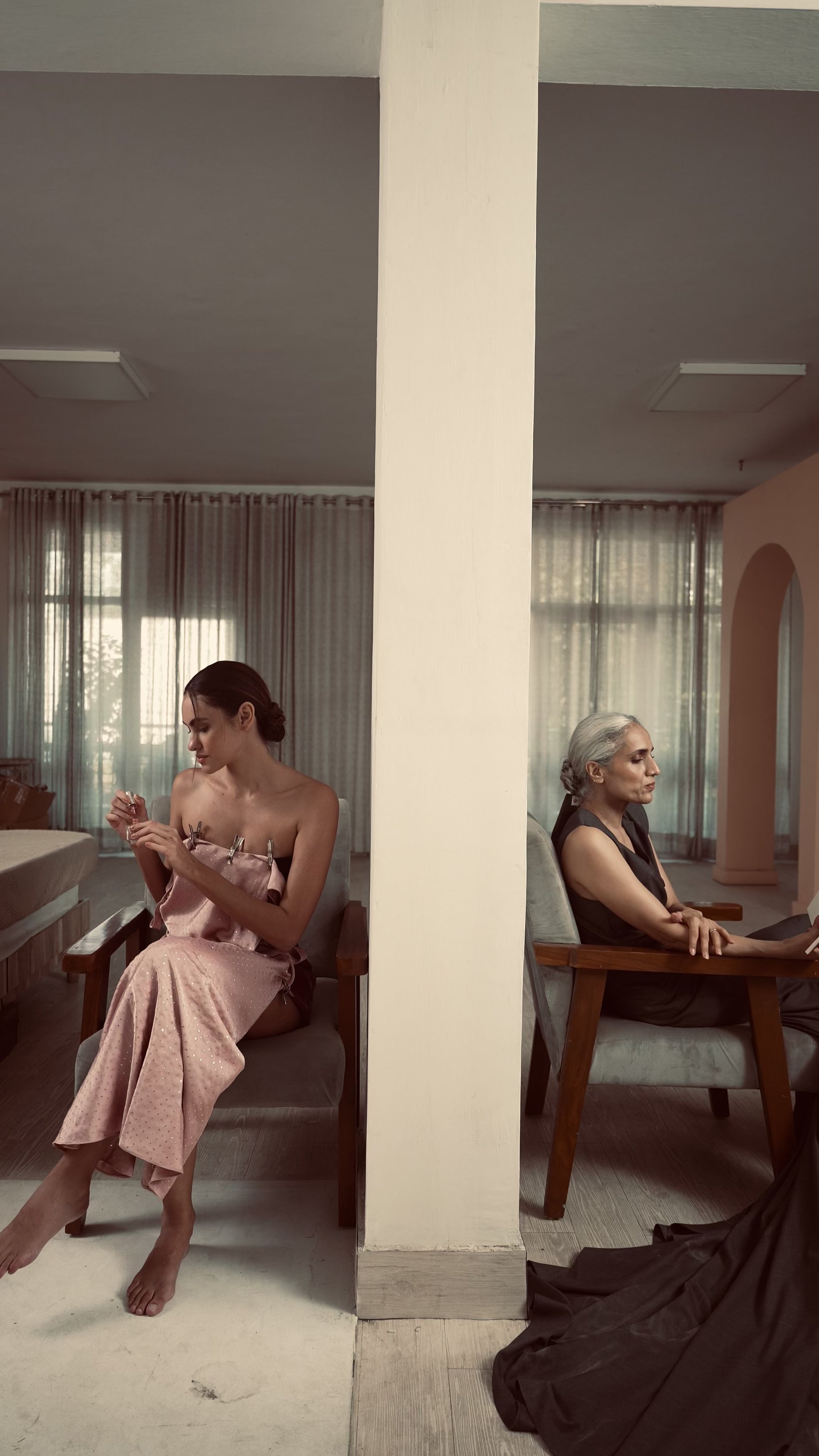 Asymetrical High Collar Gown